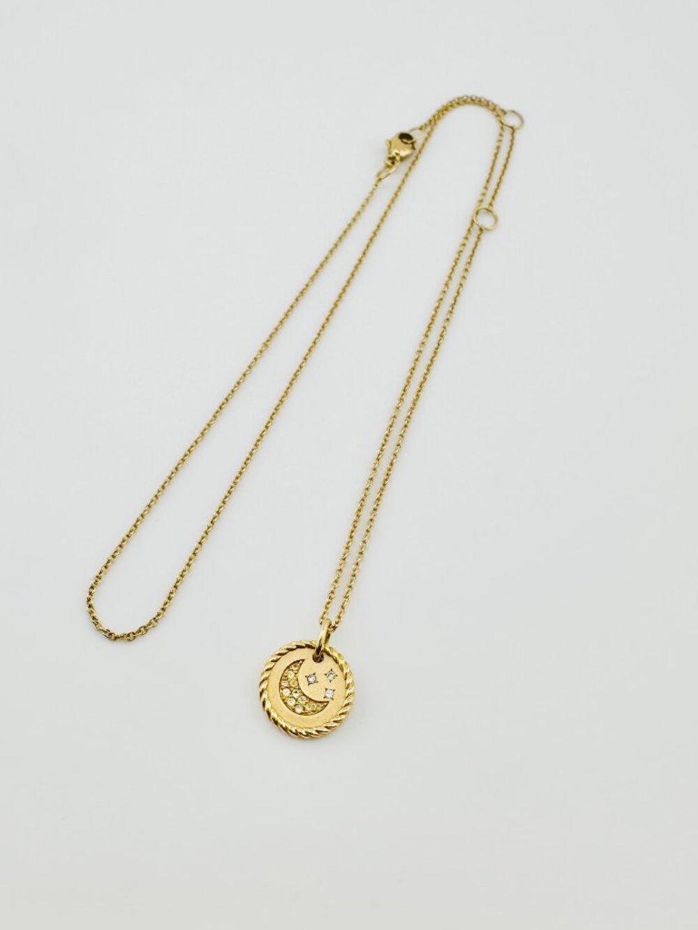 David Yurman Moon & Stars Necklace w/ 18K Gold, Yellow Sapphires & Diamonds 18"
